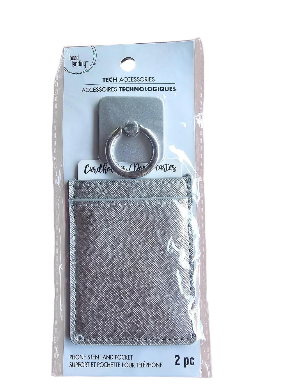 Silver Phone Ring & Card Pocket - 2pc